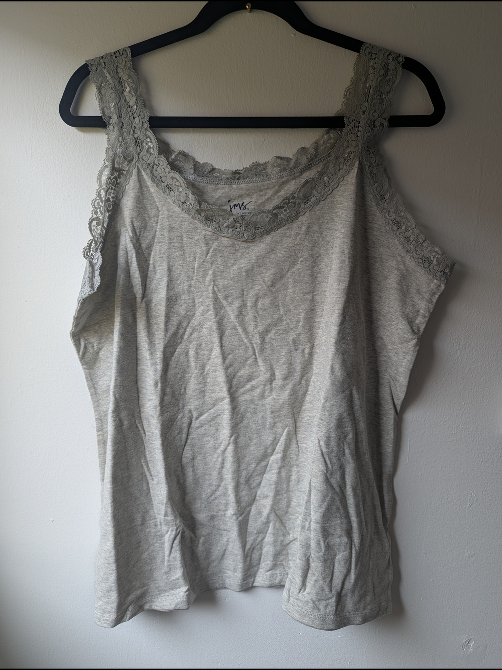 Just My Size Light Gray Lace-Trim Camisole Size 2X